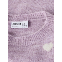 NAME IT Striktrøje Ogusse Mauve Shadows Birch Hearts